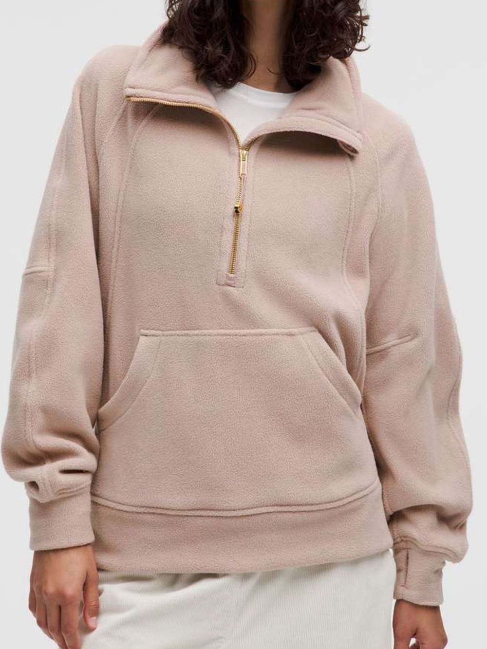 Lululemon Scuba Tumbled Fleece Funnel-Neck Half Zip Adaptive Pink Gold XL XXL